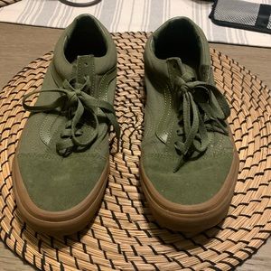 Vans Old Skool canvas and leather uppers. Excellent condition. Never worn.